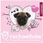 Personalised Rachael Hale Doodle Pug Leather Black Purse