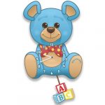 Children's Teddy Bear Clock - Blue