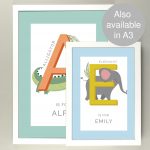 Personalised Animal Alphabet A4 Framed Print